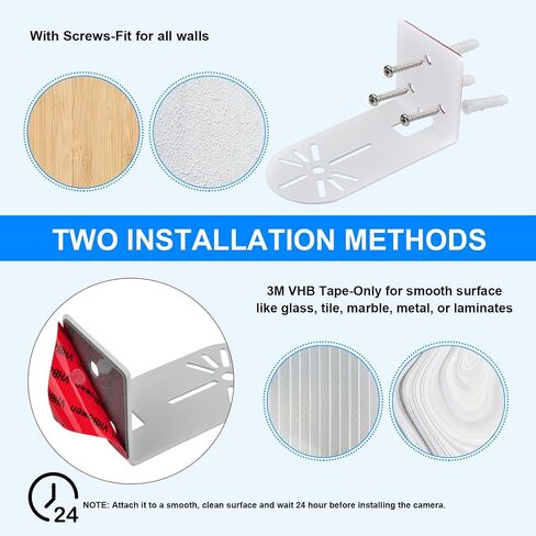2 Pack Adhesive Metal Wall Mount Compatible with Ring Indoor Cam(1st Gen/2nd Gen),Two Ways Installation, No Drilling Ceiling Bracket Mounting for Ring Indoor Camera (White) in Saudi Arabia