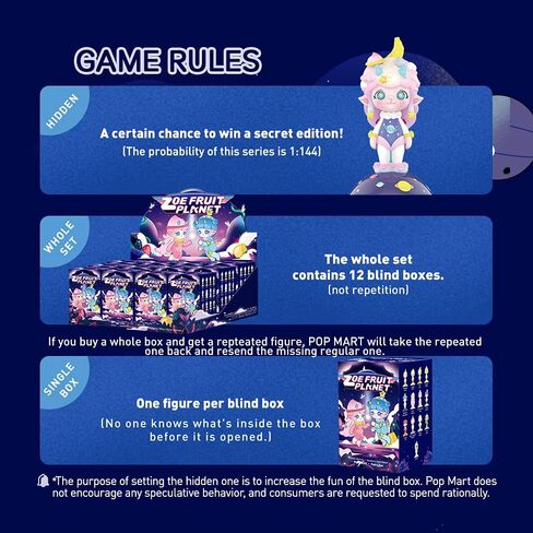 POP MART Zoe Fruit Planet Series, Zoe Blind Box Figures, Random Design Action Figures Collectible Toys Home Decorations, Holiday Birthday Gifts for Girls and Boys, Single Box in Saudi Arabia