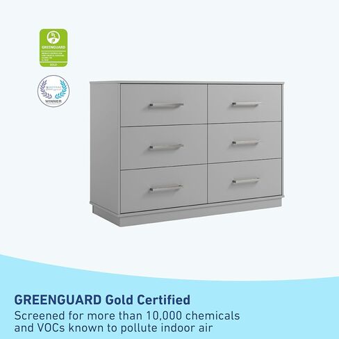 خزانة غرفة نوم Graco Essentials ذات 6 أدراج (أبيض) - خزانة ملابس معتمدة من GREENGUARD لغرفة نوم الأطفال، خزانة ملابس للأطفال مع نظام أدراج متشابك، خزانة حضانة ذات 6 أدراج in Kuwait