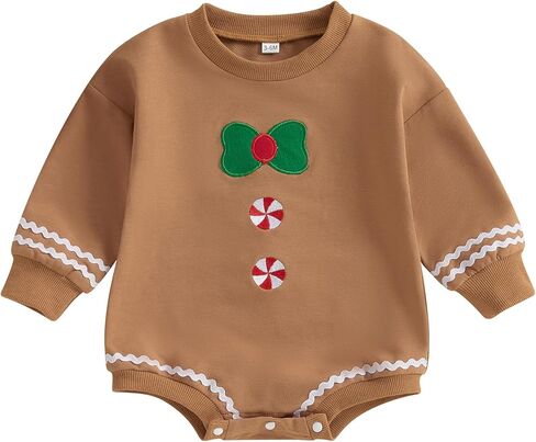 MoZiKQin Christmas Baby Girl Outfit Ruffle Sweatshirt Bubble Romper Pullover Sweater Jumpsuit Cute Fall Winter Clothes in Kuwait