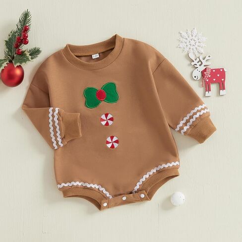 MoZiKQin Christmas Baby Girl Outfit Ruffle Sweatshirt Bubble Romper Pullover Sweater Jumpsuit Cute Fall Winter Clothes in Kuwait