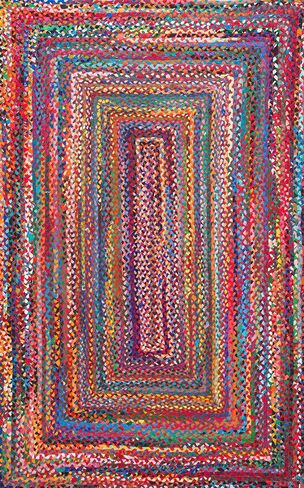 nuLOOM Tammara Bohemian Hand Braided Area Rug, Oval 4x6, Blue in Saudi Arabia
