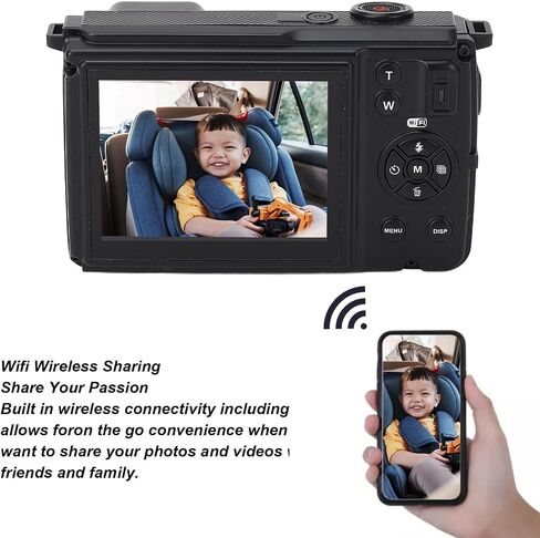 Digital Camera, 4K 64MP Digital Camera 4K Dual Lens Digital Camera 16X Zoom Vlogging Camera for YouTube with 2.8In Rear & 2In Front Screen for Travel Photography Vlogging in Saudi Arabia