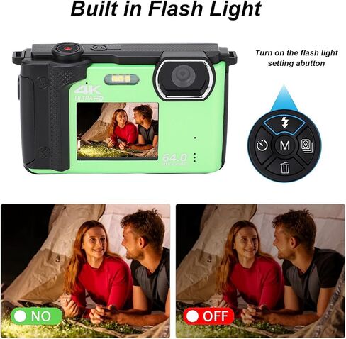 Digital Camera, 4K 64MP Digital Camera 4K Dual Lens Digital Camera 16X Zoom Vlogging Camera for YouTube with 2.8In Rear & 2In Front Screen for Travel Photography Vlogging in Saudi Arabia