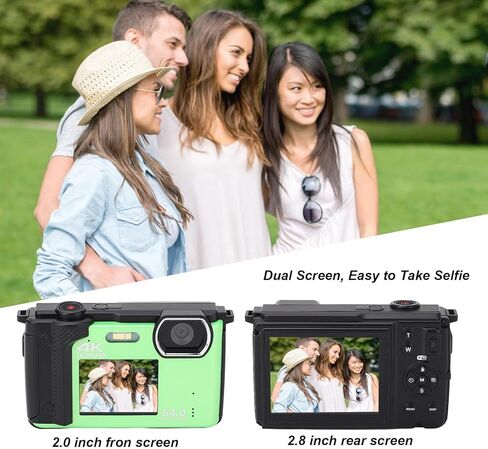 Digital Camera, 4K 64MP Digital Camera 4K Dual Lens Digital Camera 16X Zoom Vlogging Camera for YouTube with 2.8In Rear & 2In Front Screen for Travel Photography Vlogging in Saudi Arabia