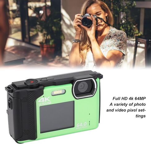 Digital Camera, 4K 64MP Digital Camera 4K Dual Lens Digital Camera 16X Zoom Vlogging Camera for YouTube with 2.8In Rear & 2In Front Screen for Travel Photography Vlogging in Saudi Arabia