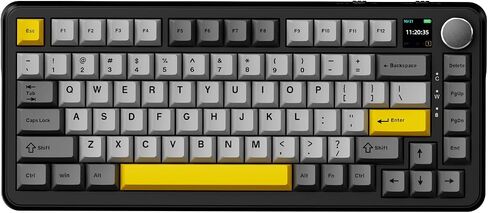 Ajazz AK820MAX 75% Mechanical Keyboard with TFT Smart Display&Knob,Gaming Keyboard with RGB Backlit,81 Keys Hot Swappable Keyboard for BT5.1/2.4G/Type-C (Star Grey·Sea Salt Switch) in Saudi Arabia