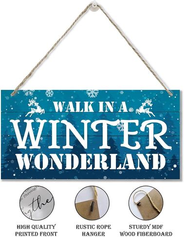 Winter Decor, Decorative Wood Hanging Wood Plaque, Wall Decor Art for Home Cafe Coffee Bar, Rustic Door Hanger, Winter Holiday Party Decoration, Wooden Holiday Decor, Christmas Wall Decor With Rope in Saudi Arabia