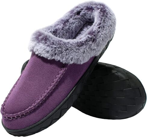 Women's Slippers Suede Moccasin Fuzzy Lined Memory Foam House Shoes for Indoor Outdoor in Saudi Arabia