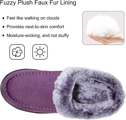 Women's Slippers Suede Moccasin Fuzzy Lined Memory Foam House Shoes for Indoor Outdoor in Saudi Arabia