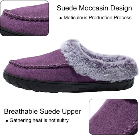 Women's Slippers Suede Moccasin Fuzzy Lined Memory Foam House Shoes for Indoor Outdoor in Saudi Arabia