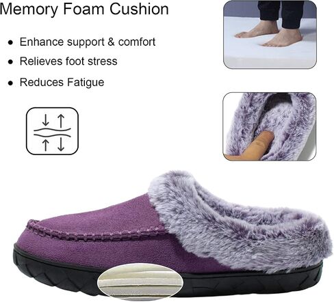 Women's Slippers Suede Moccasin Fuzzy Lined Memory Foam House Shoes for Indoor Outdoor in Saudi Arabia