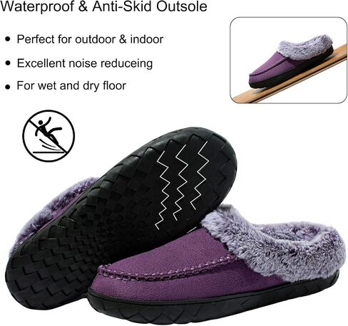 Women's Slippers Suede Moccasin Fuzzy Lined Memory Foam House Shoes for Indoor Outdoor in Saudi Arabia