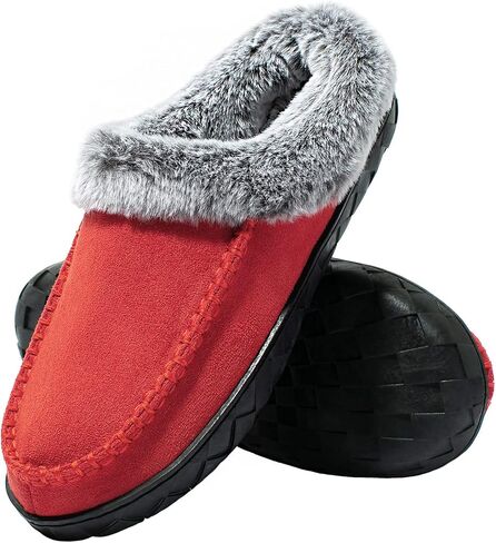 Women's Slippers Suede Moccasin Fuzzy Lined Memory Foam House Shoes for Indoor Outdoor in Saudi Arabia