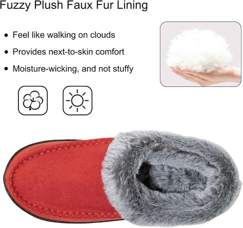 Women's Slippers Suede Moccasin Fuzzy Lined Memory Foam House Shoes for Indoor Outdoor in Saudi Arabia