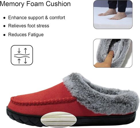 Women's Slippers Suede Moccasin Fuzzy Lined Memory Foam House Shoes for Indoor Outdoor in Saudi Arabia