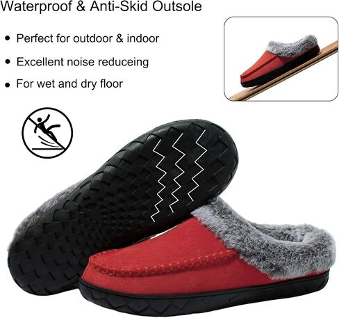 Women's Slippers Suede Moccasin Fuzzy Lined Memory Foam House Shoes for Indoor Outdoor in Saudi Arabia