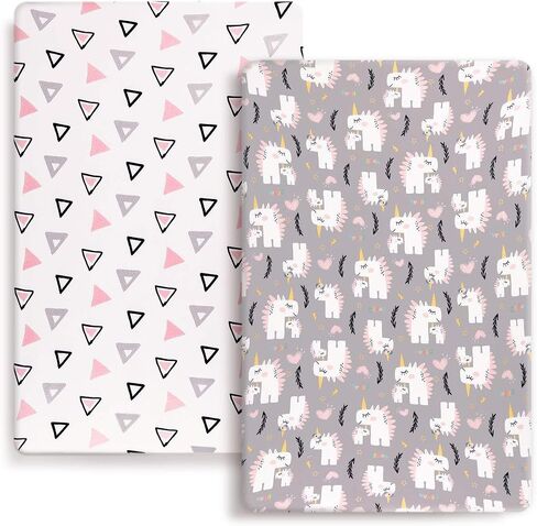 GRSSDER Mini Crib Sheets Fitted, Pack and Play Sheets 2 Pack, Ultra Soft Stretchy Pack N Play Sheets, Universal Fit for Playard Mattress, Jersey Crib Sheets for Boys and Girls, Sage Green in Saudi Arabia