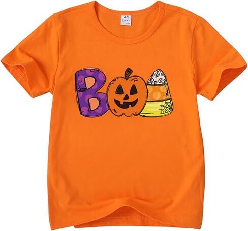 Toddler Halloween Shirt Spooky Ghost T-Shirts Boo Tees Boy Girl Pumpkin Face Short Sleeve Tops in Saudi Arabia