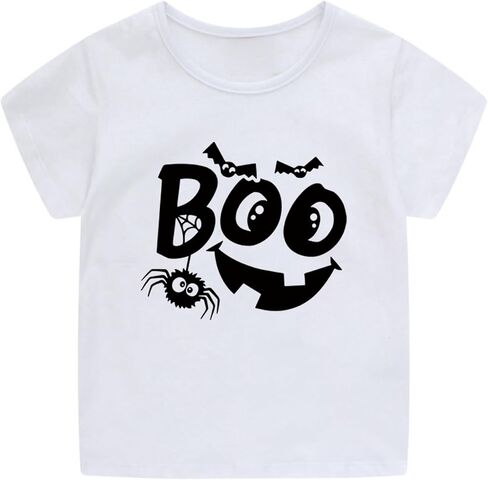 Toddler Halloween Shirt Spooky Ghost T-Shirts Boo Tees Boy Girl Pumpkin Face Short Sleeve Tops in Saudi Arabia