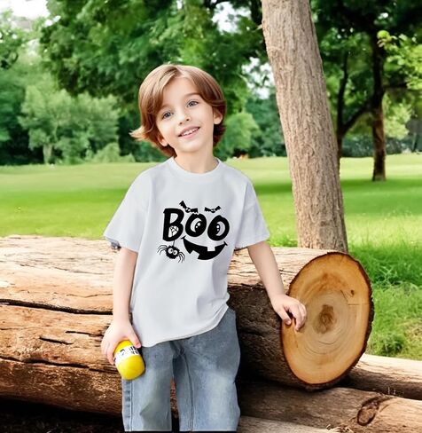 Toddler Halloween Shirt Spooky Ghost T-Shirts Boo Tees Boy Girl Pumpkin Face Short Sleeve Tops in Saudi Arabia