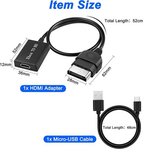 MEIRIYFA Compatible with Original Xbox to HDMI Converter Adapter Cable HD Link 1080P with Micro USB Power Cable in Saudi Arabia