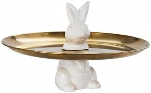 تمثال أرنب عيد الفصح ذو الزينة الذهبية اللطيفة، تمثال صغير للإكسسوارات، عرض البوتيكات، المفاتيح، المجوهرات، حامل الحلي، ديكور المنزل (الأرنب المستلقي) in Kuwait