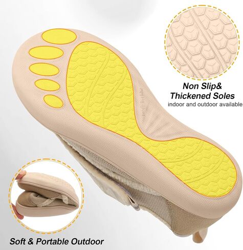 Spesoul Womens Slippers Adjustable Wide Diabetic Shoes Swollen Edema House Slippers Indoor Outdoor Slippers Barefoot House Shoes Cozy Walking Shoes for Bedroom Office Travel in Kuwait