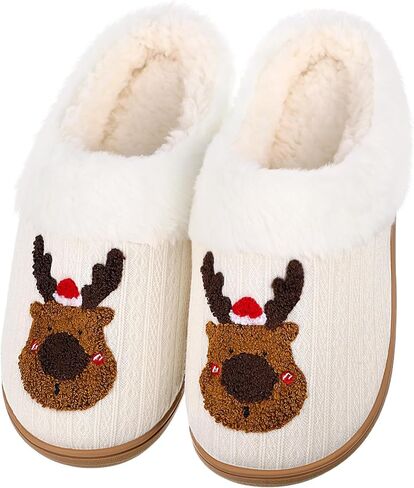 Cuffbow Christmas Slippers for Women House Fuzzy Slippers Fluffy Non-slip Xmas Slippers Fun Holiday Indoor Bedroom Slippers in Saudi Arabia