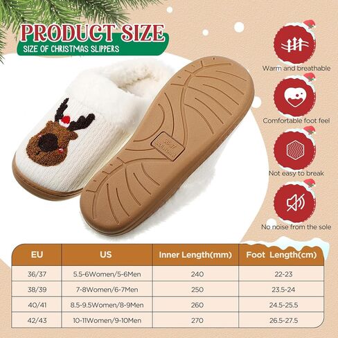 Cuffbow Christmas Slippers for Women House Fuzzy Slippers Fluffy Non-slip Xmas Slippers Fun Holiday Indoor Bedroom Slippers in Saudi Arabia