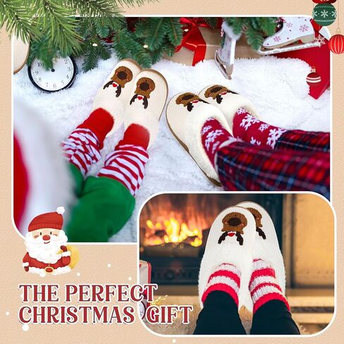 Cuffbow Christmas Slippers for Women House Fuzzy Slippers Fluffy Non-slip Xmas Slippers Fun Holiday Indoor Bedroom Slippers in Saudi Arabia