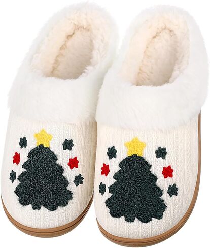 Cuffbow Christmas Slippers for Women House Fuzzy Slippers Fluffy Non-slip Xmas Slippers Fun Holiday Indoor Bedroom Slippers in Saudi Arabia