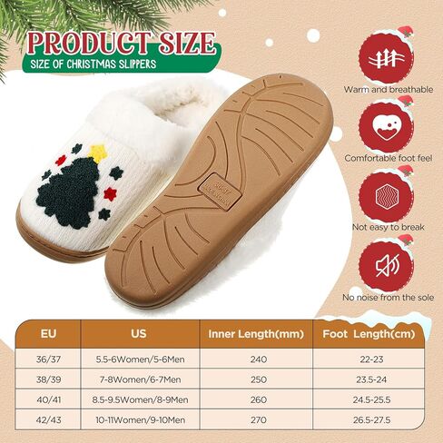 Cuffbow Christmas Slippers for Women House Fuzzy Slippers Fluffy Non-slip Xmas Slippers Fun Holiday Indoor Bedroom Slippers in Saudi Arabia