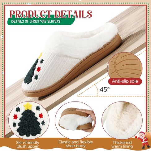 Cuffbow Christmas Slippers for Women House Fuzzy Slippers Fluffy Non-slip Xmas Slippers Fun Holiday Indoor Bedroom Slippers in Saudi Arabia