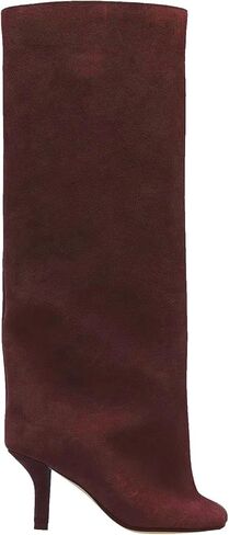 Women's Knee High Boots Green Suede Wide Calf Stiletto Long Booties Square Toe Pull On High Heel Riding Boots for Women Ladies Fashion Dress Tall Boots in Saudi Arabia