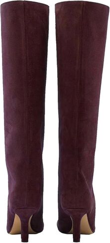 Women's Knee High Boots Green Suede Wide Calf Stiletto Long Booties Square Toe Pull On High Heel Riding Boots for Women Ladies Fashion Dress Tall Boots in Saudi Arabia