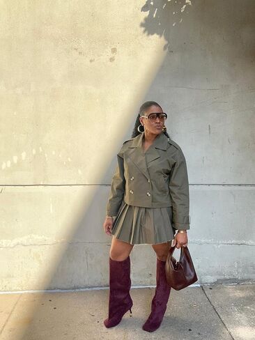 Women's Knee High Boots Green Suede Wide Calf Stiletto Long Booties Square Toe Pull On High Heel Riding Boots for Women Ladies Fashion Dress Tall Boots in Saudi Arabia