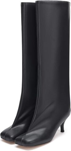 Women's Knee High Boots Green Suede Wide Calf Stiletto Long Booties Square Toe Pull On High Heel Riding Boots for Women Ladies Fashion Dress Tall Boots in Saudi Arabia