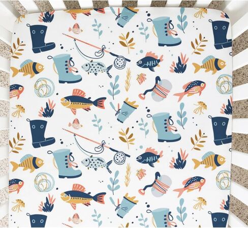 Summer Beach Crib Sheets, Palm Tree Summer Fitted Crib Sheet for Standard Crib and Stroller Mattress, Unisex Summer Ocean Print Mattress Sheet for Baby Boys Girls-28 * 52 in Saudi Arabia
