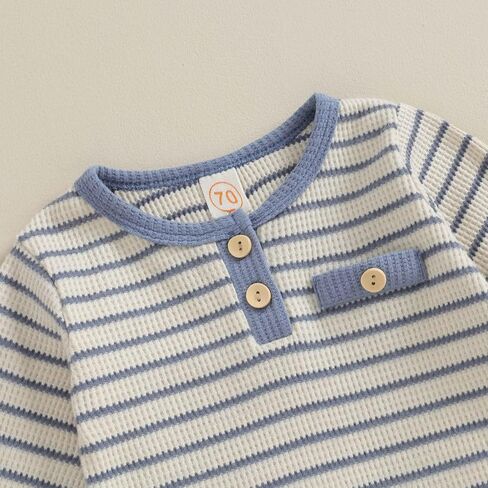 Yoawdats Newborn Baby Boy Long Sleeve Button Clothes Romper Bodysuit Pants Set Infant Waffle Fall Winter Outfit in Saudi Arabia