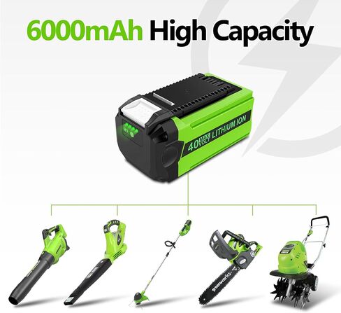 40V 6.0Ah Lithium Battery Replacement for GreenWorks 40V Battery, Green Works 40V Lithium Battery for GreenWorks 40V G-MAX Batteries 29472 29462 29482 BAF724 BAF725 BAF704 BAF721 BAF722 BAF705 in Saudi Arabia