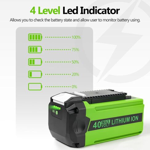 40V 6.0Ah Lithium Battery Replacement for GreenWorks 40V Battery, Green Works 40V Lithium Battery for GreenWorks 40V G-MAX Batteries 29472 29462 29482 BAF724 BAF725 BAF704 BAF721 BAF722 BAF705 in Saudi Arabia