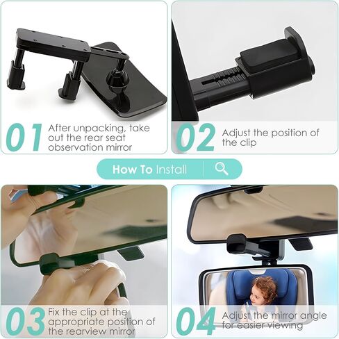 Rear View Forward-Facing Baby Mirror For Car, Only Clip On Car Mirror Without Tightening The Knob, Baby Car Mirror For Viewing Rear Passengers, Car Journeys, Baby Car Seat Mirror, Baby Travel Gear in Saudi Arabia