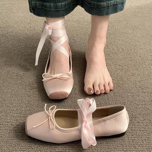 COVOYYAR Women Lace Up Ankle Strap Ballet Flats Shoes Floral Dressy Flats in Saudi Arabia
