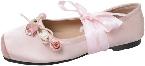 COVOYYAR Women Lace Up Ankle Strap Ballet Flats Shoes Floral Dressy Flats in Saudi Arabia