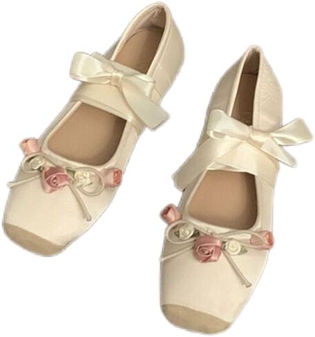 COVOYYAR Women Lace Up Ankle Strap Ballet Flats Shoes Floral Dressy Flats in Saudi Arabia
