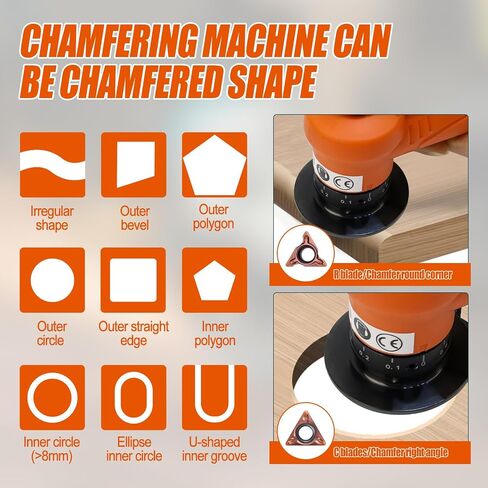 Mini Chamfering Machine, Handheld Air Beveling Machine Pneumatic Tool Air Beveling Tool Edge Beveler for Metal Trimming Arc Corner Deburring Linear Beveling Trimming (6*R+ 6*C blade+4*bearing) in Saudi Arabia