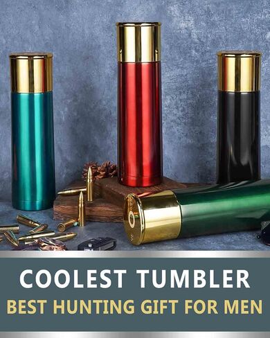 Hunting Gifts for Men Who Wants Nothing - 25oz Cool Shotshell Tumbler - Unique Mens Gifts for Hunting Lovers - Birthday Gifts for Men Who Have Everything - Hunting Gifts for Dad from Daughter - Red in Saudi Arabia