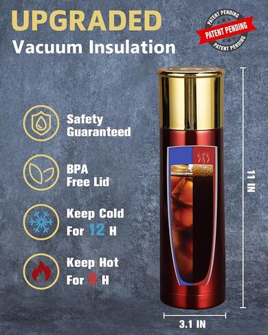 Hunting Gifts for Men Who Wants Nothing - 25oz Cool Shotshell Tumbler - Unique Mens Gifts for Hunting Lovers - Birthday Gifts for Men Who Have Everything - Hunting Gifts for Dad from Daughter - Red in Saudi Arabia