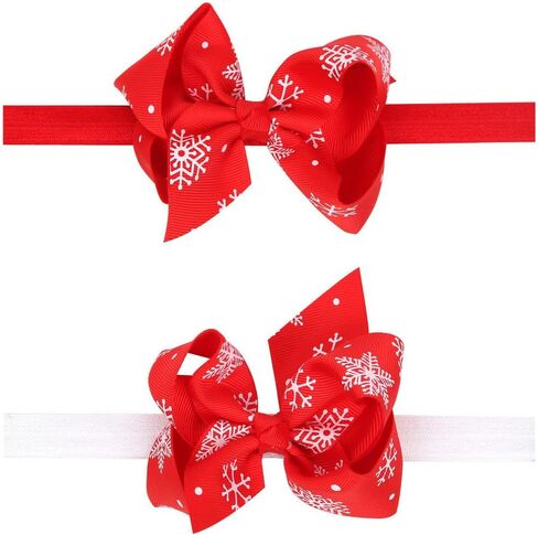 Baby Girl's Christmas Feather Headband Christmas Rose Chiffon Flower Elastic Hair Band (Green) in Kuwait